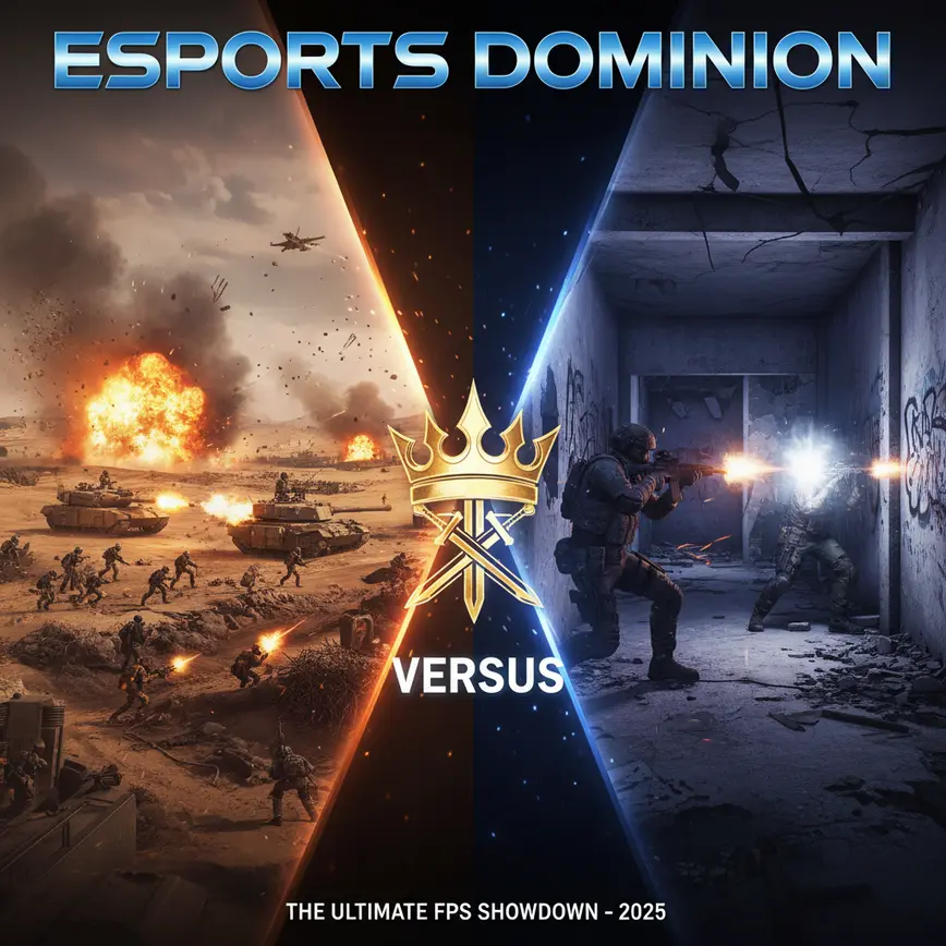 Battlefield 6 versus Call of Duty split screen gaming comparison with victory crown symbol